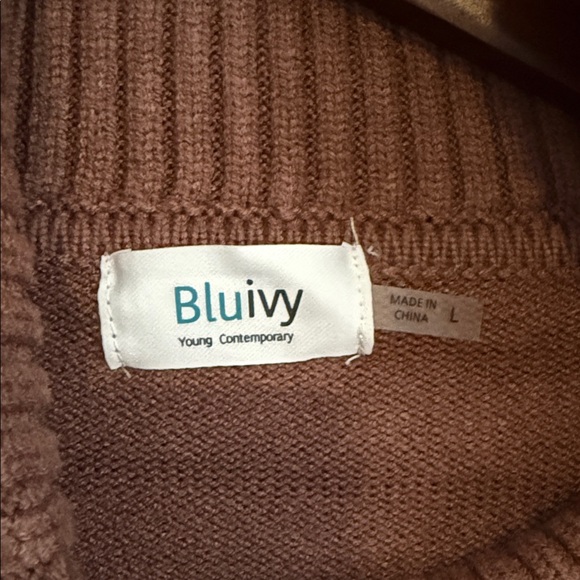 Striped Brown and Cream Turtleneck Dress - Picture 4 of 7